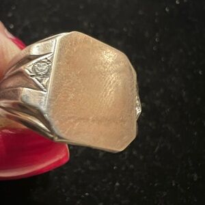 925 STERLING SILVER MENS SIGNET DISMOND RING signed